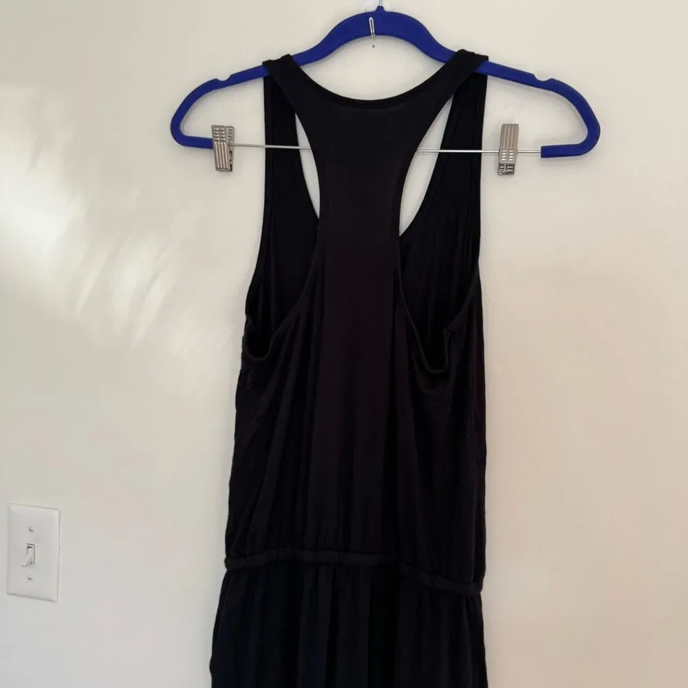 Aerie Track Jumpsuit Drawstring breathable one piece goth minimal Black